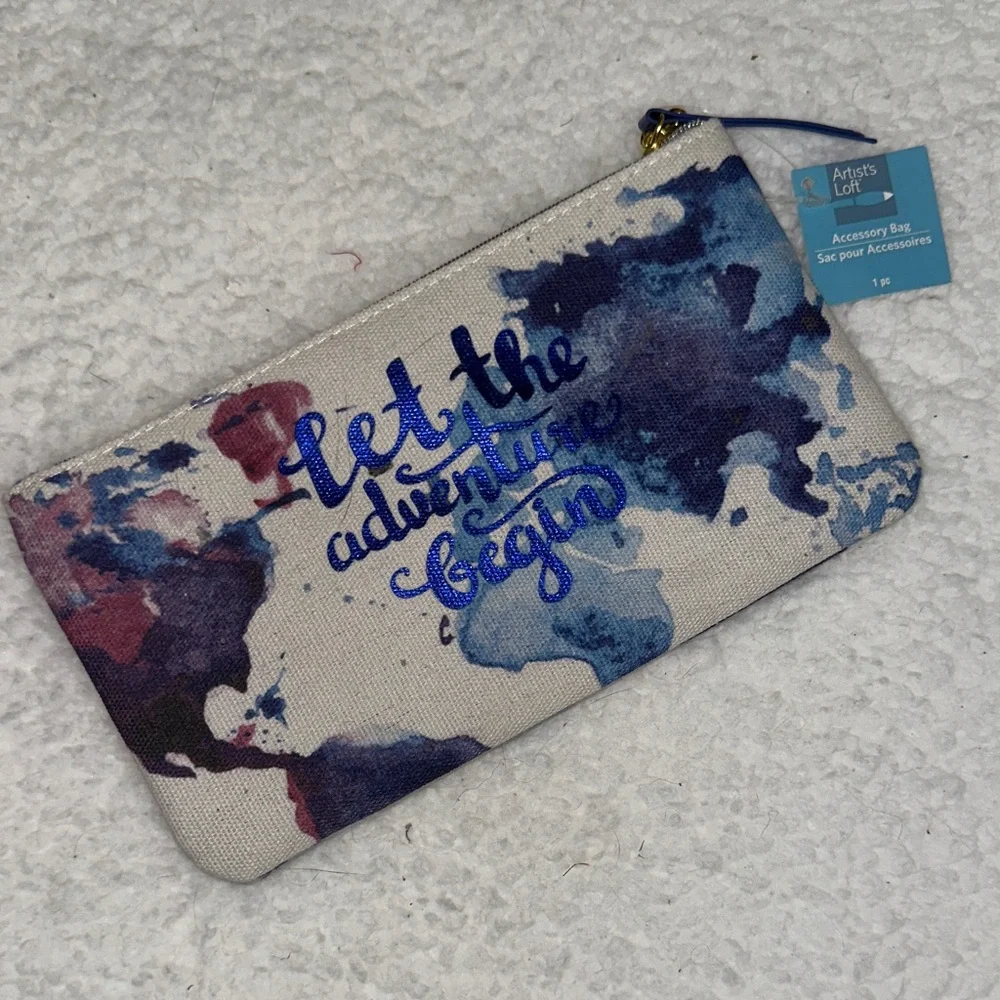 Pencil Pouch Colorful Canvas Inspirational Adventure Accessory Makeup Bag